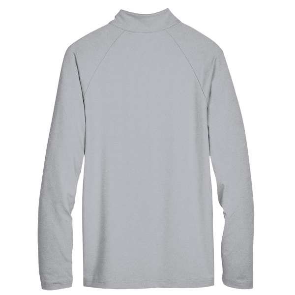 Devon & Jones Men's CrownLux Performance® Clubhouse Micro-Stripe Quarter-Zip Pullover, Black, Back view