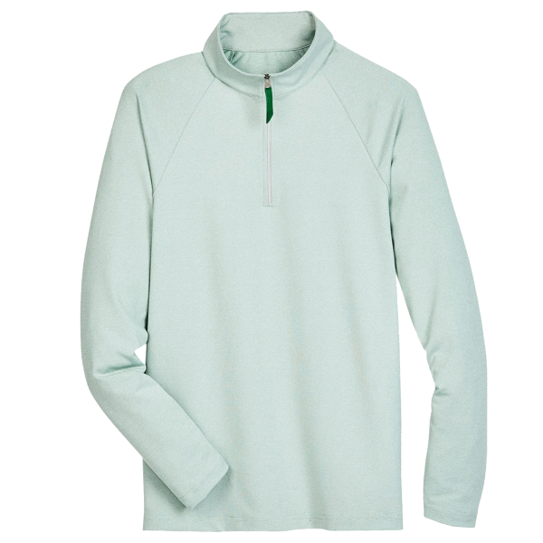 Devon & Jones Men's CrownLux Performance® Clubhouse Micro-Stripe Quarter-Zip Pullover, Kelly Green, Front view