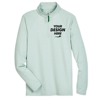 Devon & Jones Men's CrownLux Performance® Clubhouse Micro-Stripe Quarter-Zip Pullover, Kelly Green, Front view, Mockup