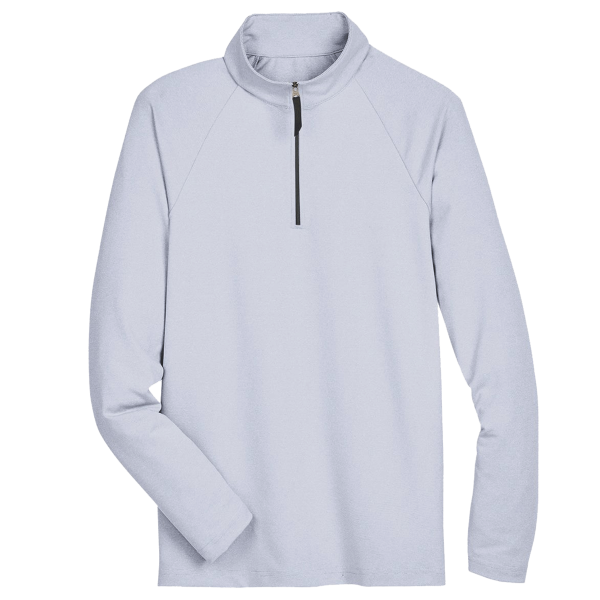 Devon & Jones Men's CrownLux Performance® Clubhouse Micro-Stripe Quarter-Zip Pullover, Navy, Front view