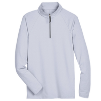 Devon & Jones Men's CrownLux Performance® Clubhouse Micro-Stripe Quarter-Zip Pullover, Navy, Front view