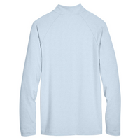 Devon & Jones Men's CrownLux Performance® Clubhouse Micro-Stripe Quarter-Zip Pullover, Ocean Blue, Back view