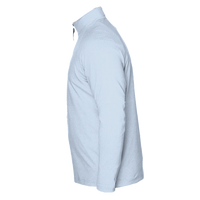 Devon & Jones Men's CrownLux Performance® Clubhouse Micro-Stripe Quarter-Zip Pullover, Ocean Blue, Left Sleeve view
