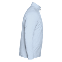 Devon & Jones Men's CrownLux Performance® Clubhouse Micro-Stripe Quarter-Zip Pullover, Ocean Blue, Right Sleeve view