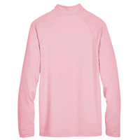 Devon & Jones Men's CrownLux Performance® Clubhouse Micro-Stripe Quarter-Zip Pullover, Red, Back view