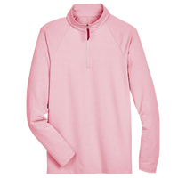 Devon & Jones Men's CrownLux Performance® Clubhouse Micro-Stripe Quarter-Zip Pullover, Red, Front view