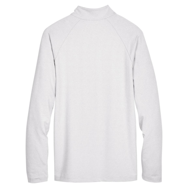 Devon & Jones Men's CrownLux Performance® Clubhouse Micro-Stripe Quarter-Zip Pullover, Silver, Back view