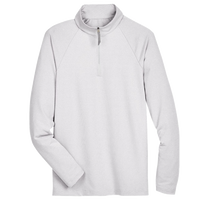 Devon & Jones Men's CrownLux Performance® Clubhouse Micro-Stripe Quarter-Zip Pullover, Silver, Front view
