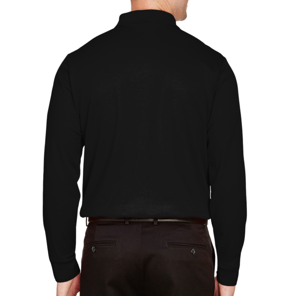 Devon & Jones Men's CrownLux Performance® Plaited Long Sleeve Polo, Black, Back view