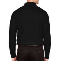Devon & Jones Men's CrownLux Performance® Plaited Long Sleeve Polo, Black, Back view