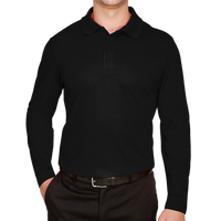 Devon & Jones Men's CrownLux Performance® Plaited Long Sleeve Polo, Black, Front view