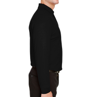 Devon & Jones Men's CrownLux Performance® Plaited Long Sleeve Polo, Black, Right Sleeve view