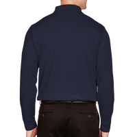 Devon & Jones Men's CrownLux Performance® Plaited Long Sleeve Polo, Navy, Back view