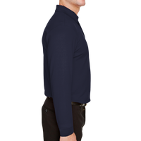 Devon & Jones Men's CrownLux Performance® Plaited Long Sleeve Polo, Navy, Right Sleeve view
