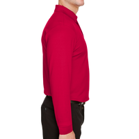 Devon & Jones Men's CrownLux Performance® Plaited Long Sleeve Polo, Red, Right Sleeve view