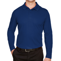 Devon & Jones Men's CrownLux Performance® Plaited Long Sleeve Polo, True Royal, Front view