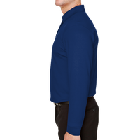 Devon & Jones Men's CrownLux Performance® Plaited Long Sleeve Polo, True Royal, Left Sleeve view