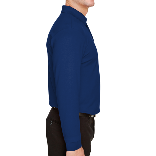 Devon & Jones Men's CrownLux Performance® Plaited Long Sleeve Polo, True Royal, Right Sleeve view