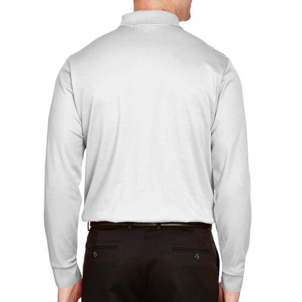 Devon & Jones Men's CrownLux Performance® Plaited Long Sleeve Polo, White, Back view