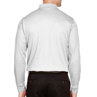 Devon & Jones Men's CrownLux Performance® Plaited Long Sleeve Polo, White, Back view