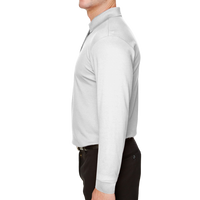 Devon & Jones Men's CrownLux Performance® Plaited Long Sleeve Polo, White, Left Sleeve view