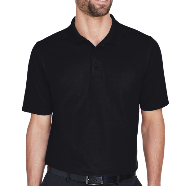 Devon & Jones Men's CrownLux Performance® Plaited Polo, Black, Front view
