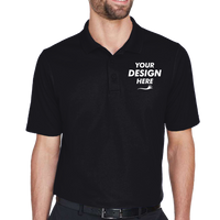 Devon & Jones Men's CrownLux Performance® Plaited Polo, Black, Front view, Mockup