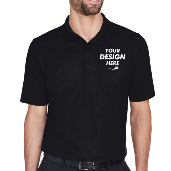 Devon & Jones Men's CrownLux Performance® Plaited Polo, Black, Front view, Mockup