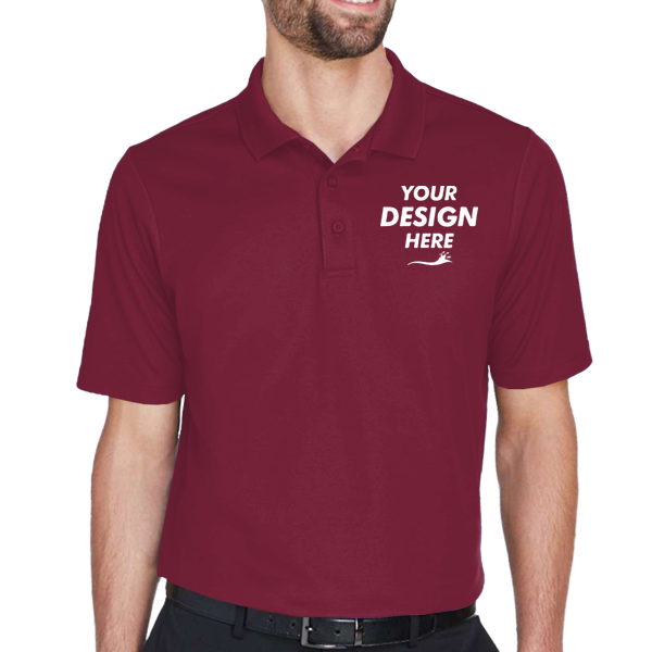 Devon & Jones Men's CrownLux Performance® Plaited Polo, Burgundy, Front view, Mockup