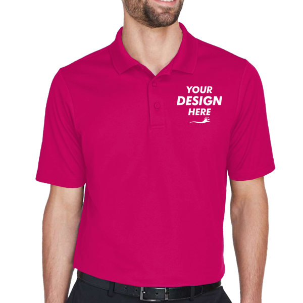 Devon & Jones Men's CrownLux Performance® Plaited Polo, Crown Raspberry, Front view, Mockup