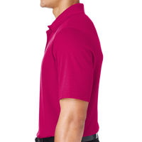 Devon & Jones Men's CrownLux Performance® Plaited Polo, Crown Raspberry, Left Sleeve view