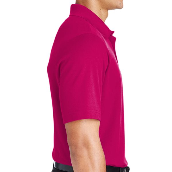 Devon & Jones Men's CrownLux Performance® Plaited Polo, Crown Raspberry, Right Sleeve view