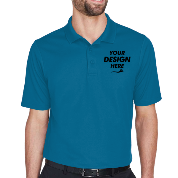 Devon & Jones Men's CrownLux Performance® Plaited Polo, Dark Teal, Front view, Mockup
