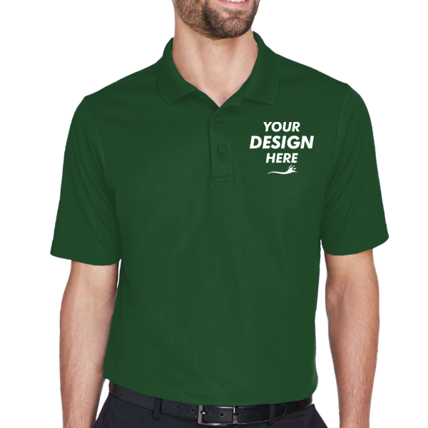 Devon & Jones Men's CrownLux Performance® Plaited Polo, Forest, Front view, Mockup