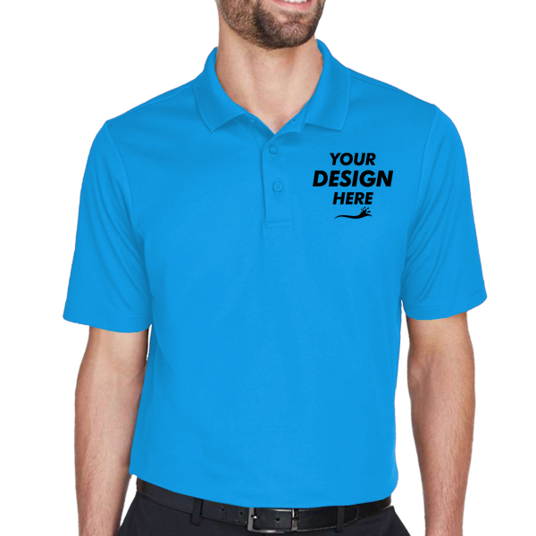 Devon & Jones Men's CrownLux Performance® Plaited Polo, French Blue, Front view, Mockup