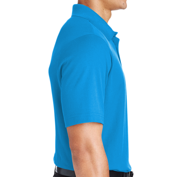 Devon & Jones Men's CrownLux Performance® Plaited Polo, French Blue, Right Sleeve view
