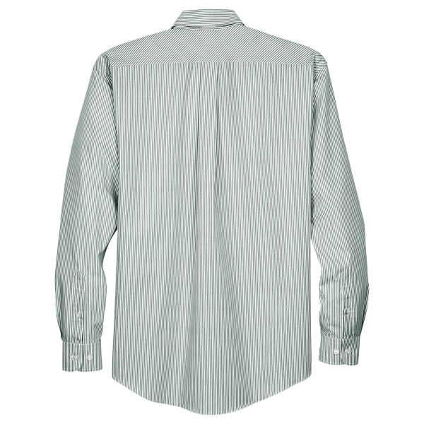 Devon & Jones Men's Crown Collection® Banker Stripe Woven Dress Shirt, Dill, Back view