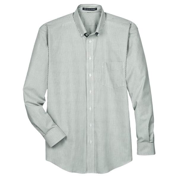 Devon & Jones Men's Crown Collection® Banker Stripe Woven Dress Shirt, Dill, Front view
