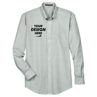 Devon & Jones Men's Crown Collection® Banker Stripe Woven Dress Shirt, Dill, Front view, Mockup