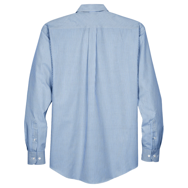 Devon & Jones Men's Crown Collection® Banker Stripe Woven Dress Shirt, French Blue, Back view