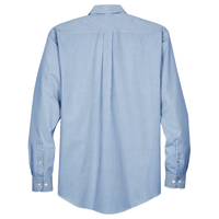 Devon & Jones Men's Crown Collection® Banker Stripe Woven Dress Shirt, French Blue, Back view