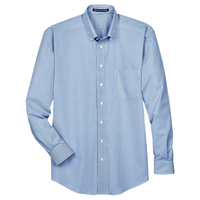 Devon & Jones Men's Crown Collection® Banker Stripe Woven Dress Shirt, French Blue, Front view