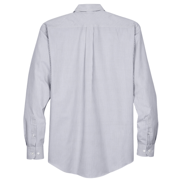 Devon & Jones Men's Crown Collection® Banker Stripe Woven Dress Shirt, Navy, Back view