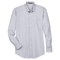 Devon & Jones Men's Crown Collection® Banker Stripe Woven Dress Shirt, Navy, Front view