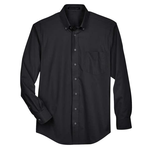 Devon & Jones Men's Crown Collection® Broadcloth Woven Dress Shirt, Black, Front view