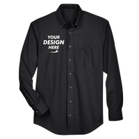 Devon & Jones Men's Crown Collection® Broadcloth Woven Dress Shirt, Black, Front view, Mockup