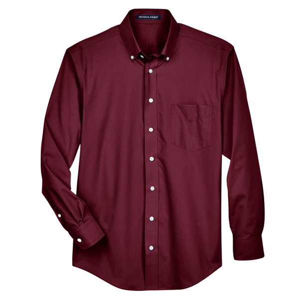 Devon & Jones Men's Crown Collection® Broadcloth Woven Dress Shirt, Burgundy, Front view