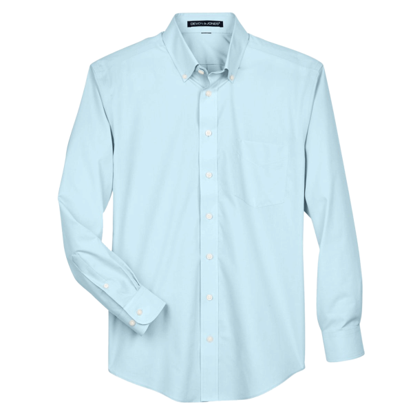 Devon & Jones Men's Crown Collection® Broadcloth Woven Dress Shirt, Crystal Blue, Front view