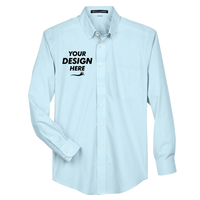 Devon & Jones Men's Crown Collection® Broadcloth Woven Dress Shirt, Crystal Blue, Front view, Mockup