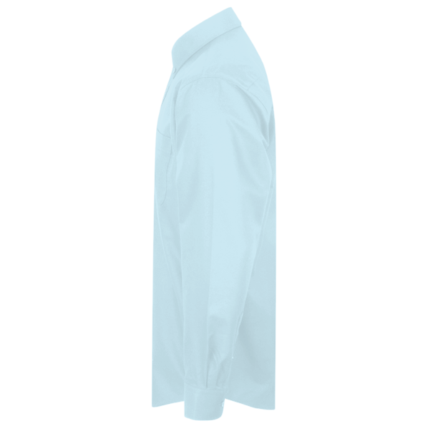 Devon & Jones Men's Crown Collection® Broadcloth Woven Dress Shirt, Crystal Blue, Left Sleeve view